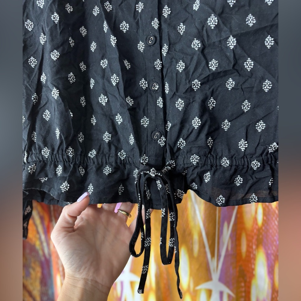 LOFT Black Patterned Drawstring Blouse ✨ NWT NWT - image 7